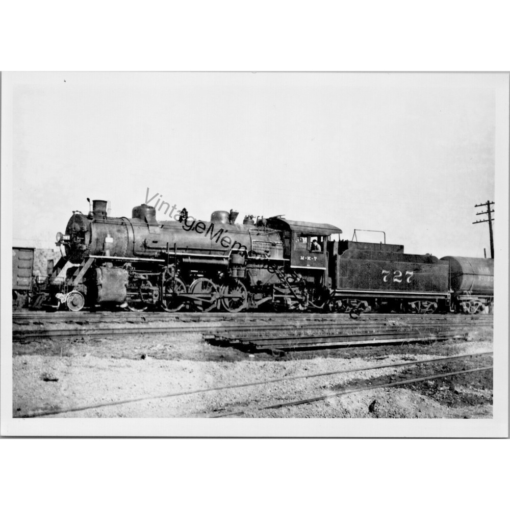 Vtgโ MKT Missouri - Kansas - Texas Railroad 727 Steam Locomotive Photo T2-131